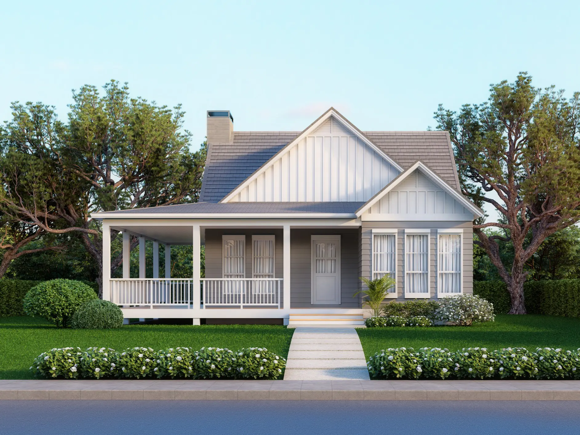 White house with a porch
